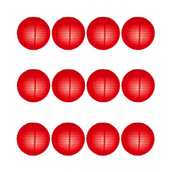 8" Paper Lantern Red Regular Wire Value Pack (12 PCS)